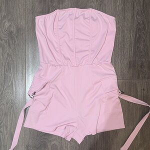 SHEIN pink INAWLY Women's Sexy Bandeau Pocket Jumpsuit, Summer size medium